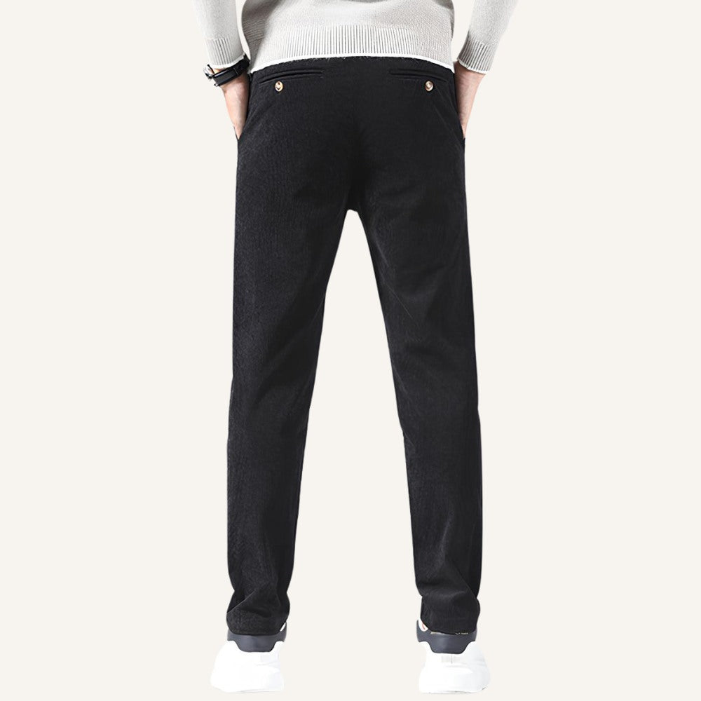 Calça de Veludo Masculina Old Money Versailles Preta