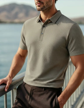 Camisa Polo Masculina Arrevier Tecnologia Anti Amassado verde claro 