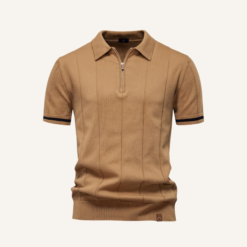 Men’s Quarter Zip Polo – Vissori light brown