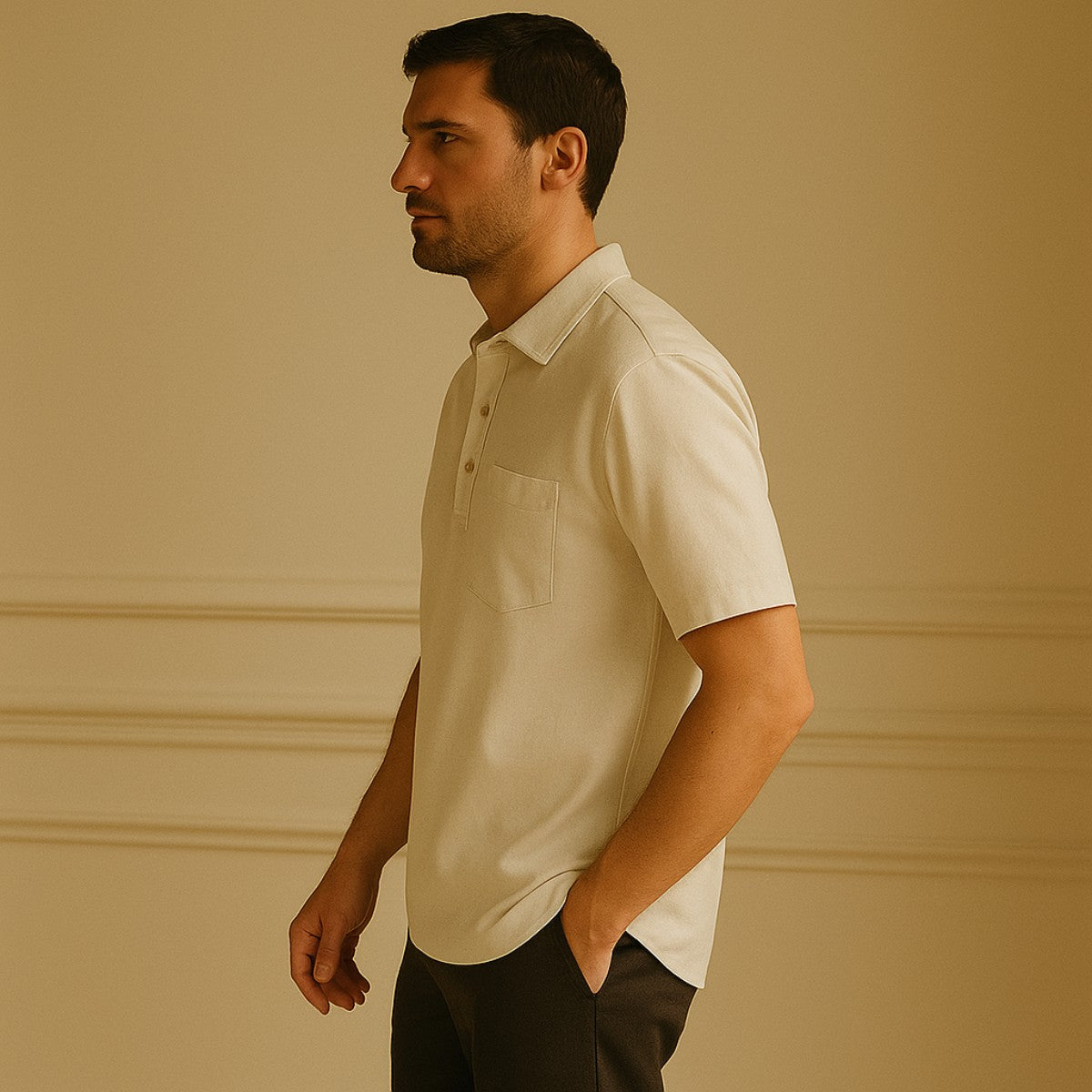 Linen Polo Shirt - Casablanca beige