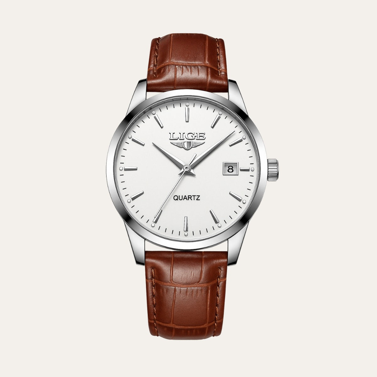 Men's Premium Leather Watch - Santerro brown and silver