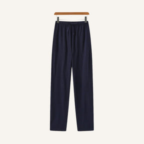 Men's Slim Fit Linen Trousers – Milford navy blue 