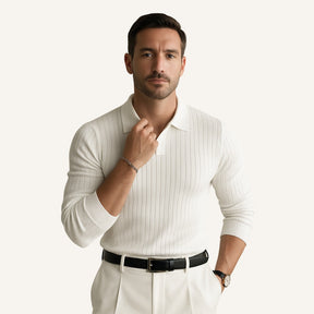 Polo Canelada Manga Longa Nazionale branca