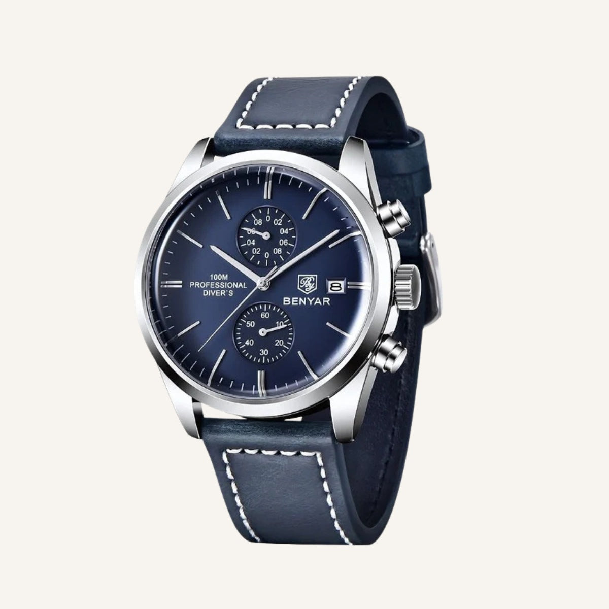 Relógio de Couro Classic Civano  azul