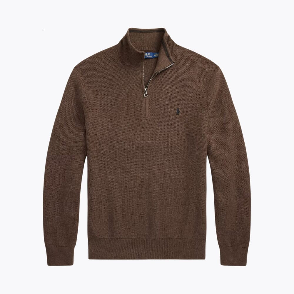 Mesh-Knit Cotton Quarter-Zip Sweater