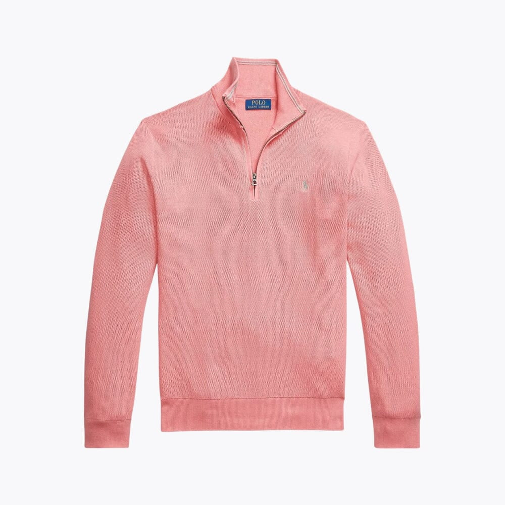 Mesh-Knit Cotton Quarter-Zip Sweater